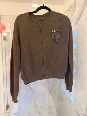 Rails Men's Brown Crewneck Sweater with LA14 Patch